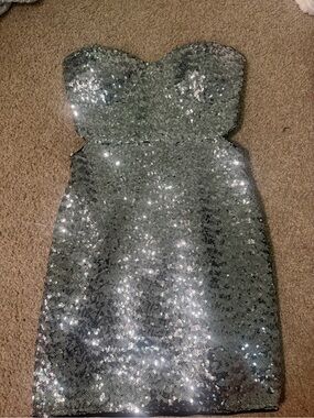 Lulus trapless silver sequin mini dress